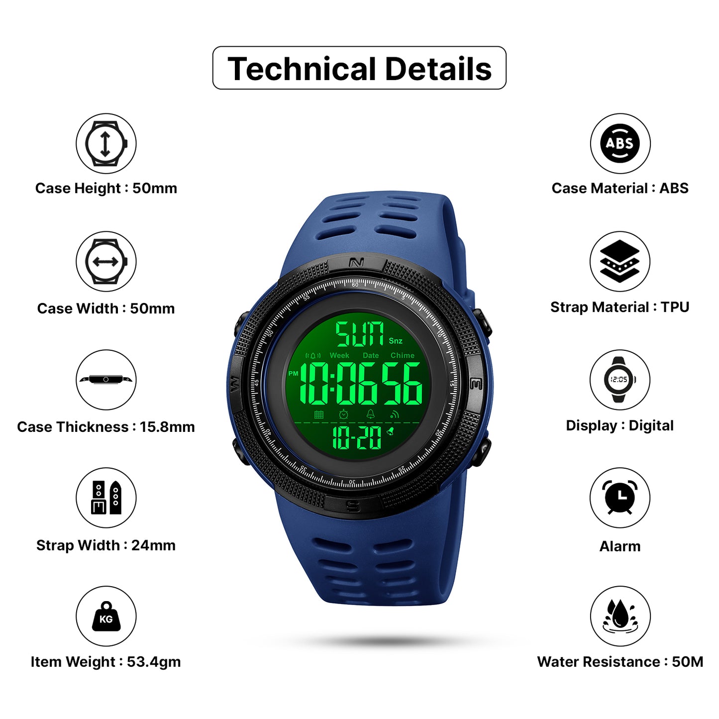 Skmei Digital Dial TPU Strap Watch for Men - 2070