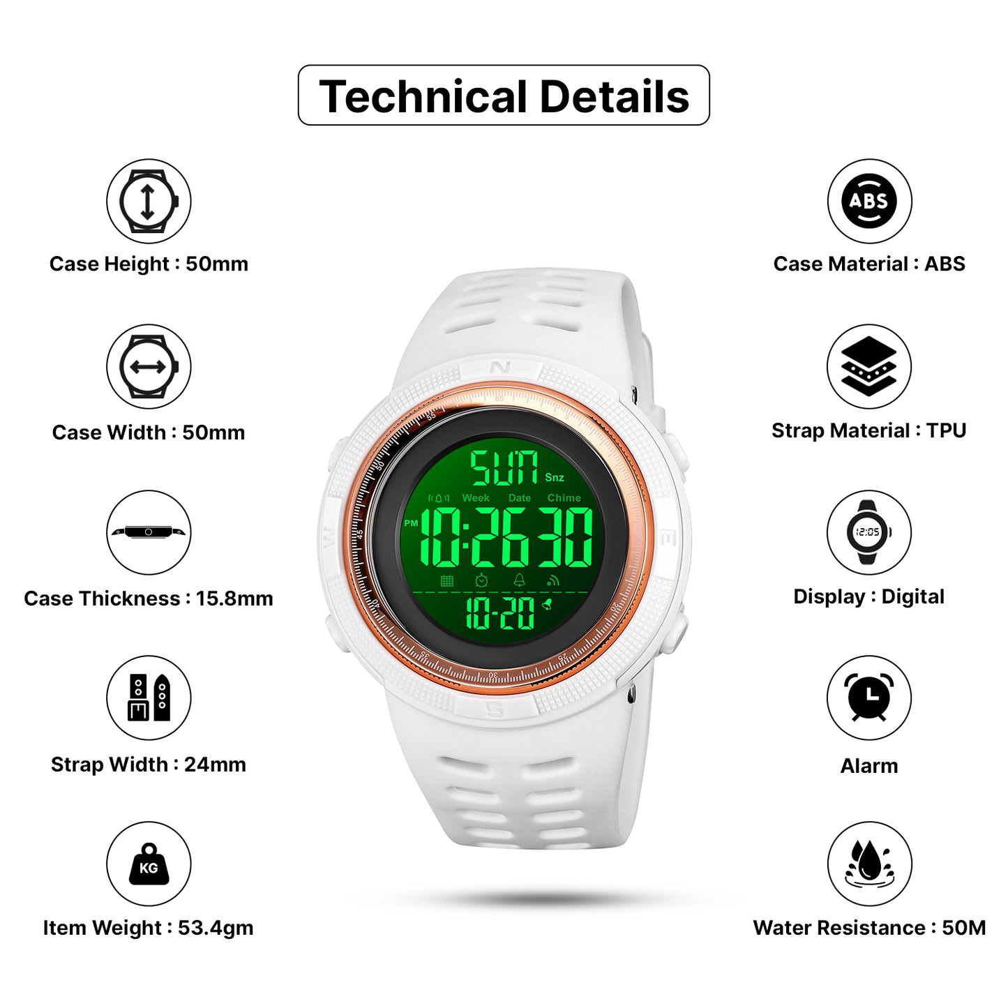 Skmei Digital Dial TPU Strap Watch for Men - 2070