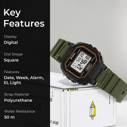 Classic Digital Watch for Men and Boys with Retro Style Display and Comfortable Strap