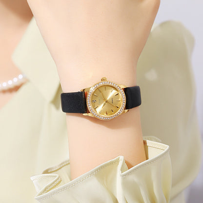 Women's Quartz Watch with Rhinestone Bezel - 2086