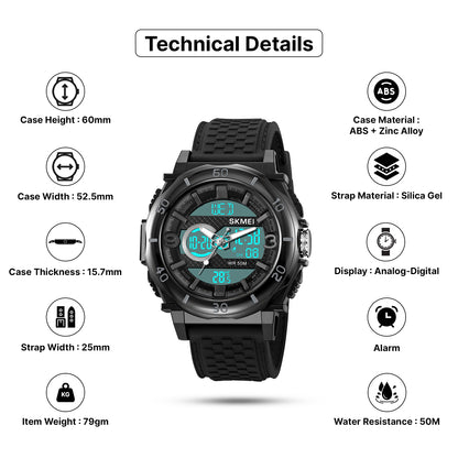 Skmei Digital Dial Silica Gel Strap Watch for Men - 2098