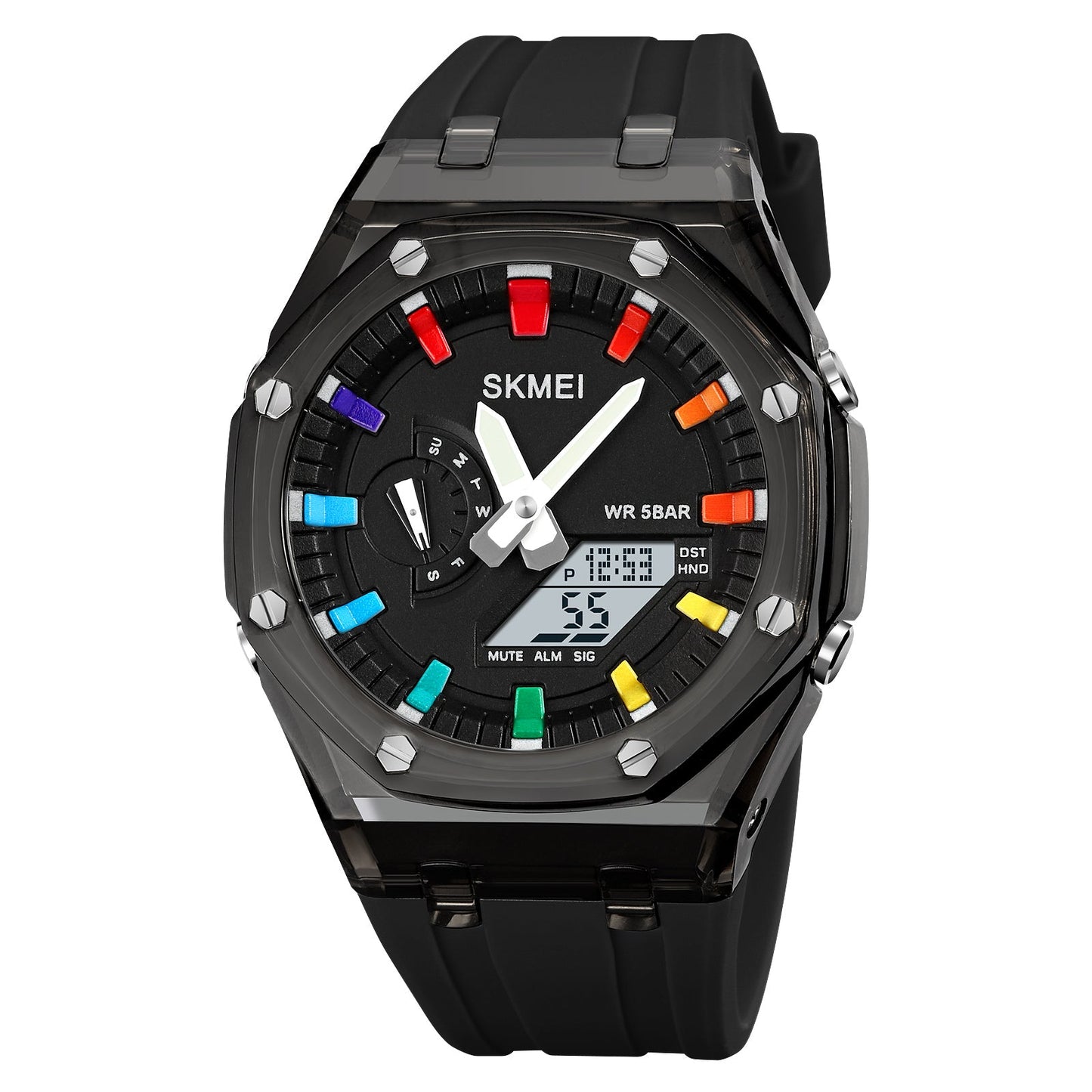 Dual-Display Electronic Fashion Multifunctional Sports Watch for Men- 2100