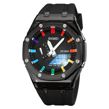 Dual-Display Electronic Fashion Multifunctional Sports Watch for Men- 2100