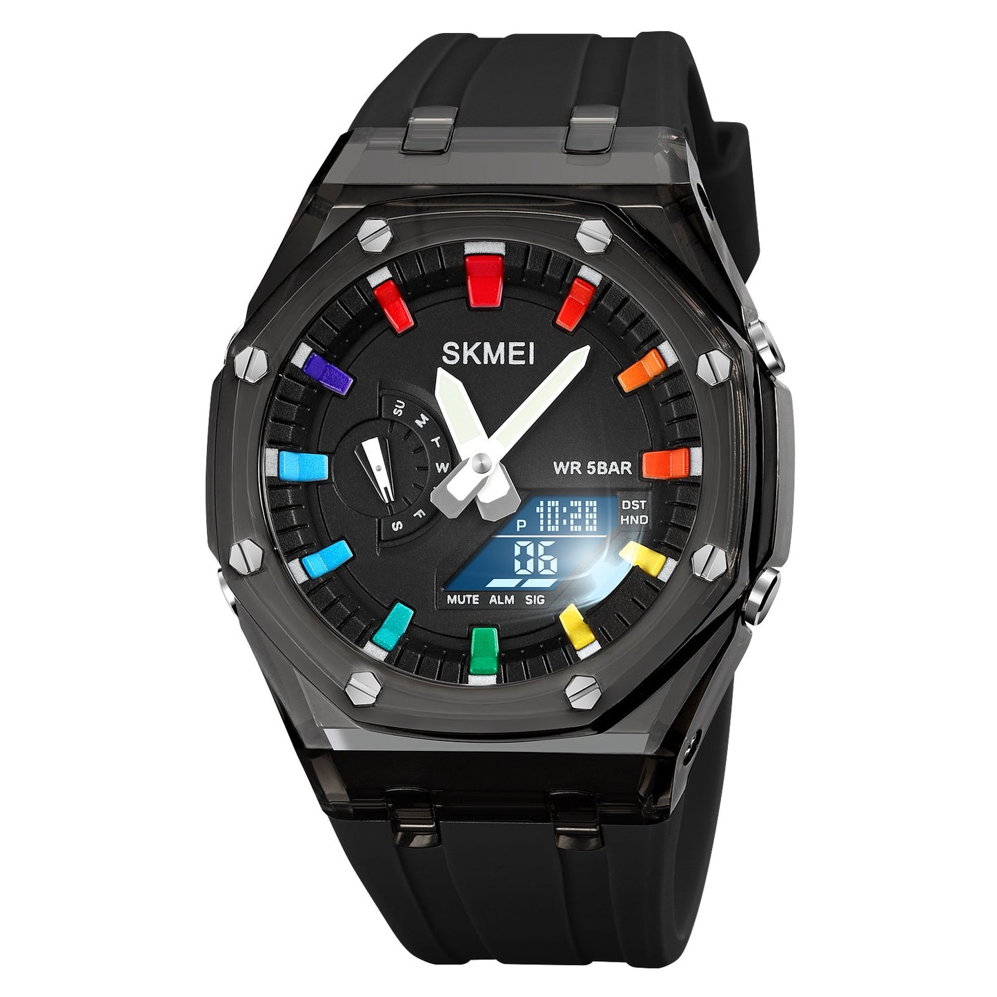 Dual-Display Electronic Fashion Multifunctional Sports Watch for Men- 2100