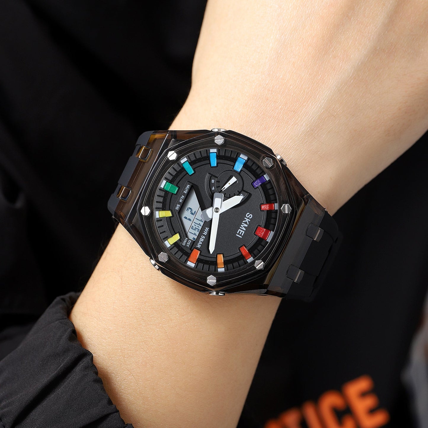 Dual-Display Electronic Fashion Multifunctional Sports Watch for Men- 2100