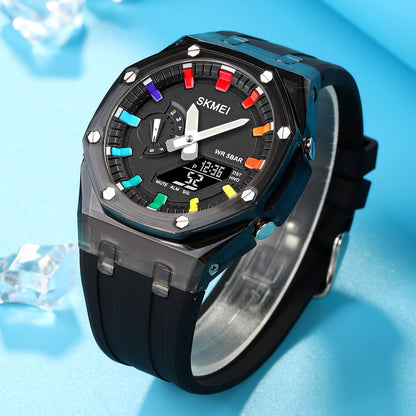 Dual-Display Electronic Fashion Multifunctional Sports Watch for Men- 2100