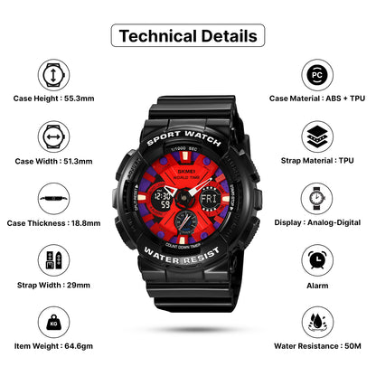 Skmei Analog-Digital Dial TPU Strap Watch for Men - 2118
