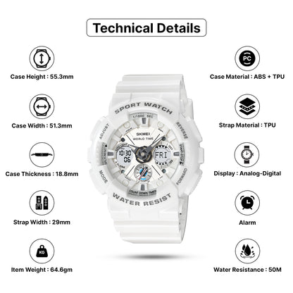 Skmei Analog-Digital Dial TPU Strap Watch for Men - 2118