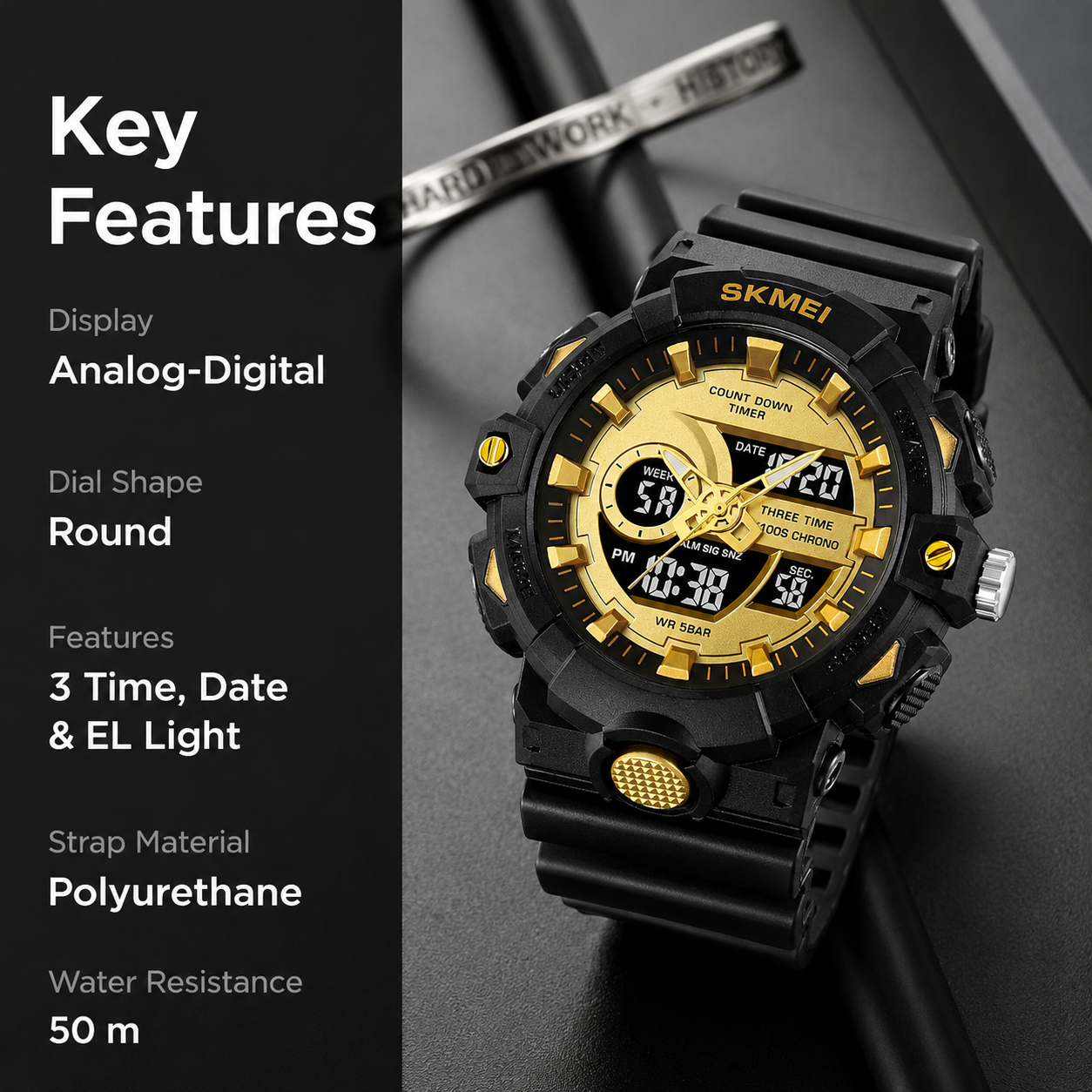 Premium Analog Digital Sports Watch for Men with Rugged Outdoor Design and Multi Function Display