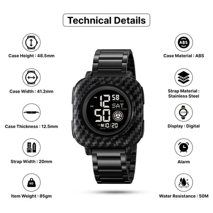 Skmei Digital Camo Dial Stainless Steel Strap Watch for Men - 2131