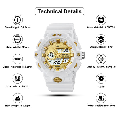 Skmei  Analog-Digital Dial TPU Strap Watch for Men - 2225