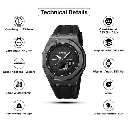 Skmei  Analog-Digital Dial Silica Gel Strap Watch for Men - 2243