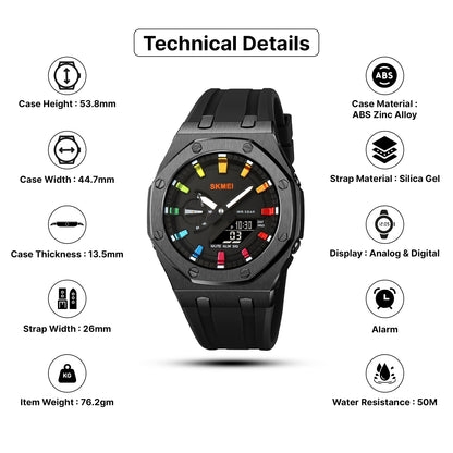 Skmei  Analog-Digital Dial Silica Gel Strap Watch for Men - 2243