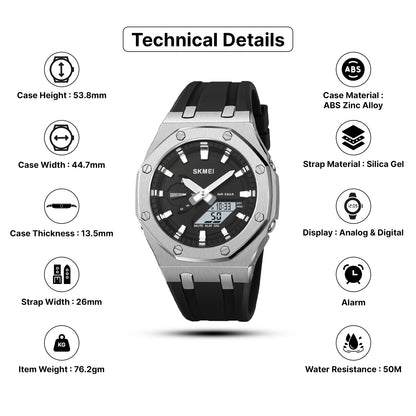 Skmei  Analog-Digital Dial Silica Gel Strap Watch for Men - 2243