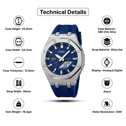 Skmei  Analog-Digital Dial Silica Gel Strap Watch for Men - 2243