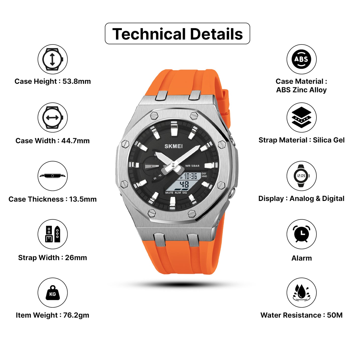 Skmei  Analog-Digital Dial Silica Gel Strap Watch for Men - 2243