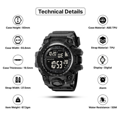 Skmei Digital Dial TPU Strap Watch for Men - 2245