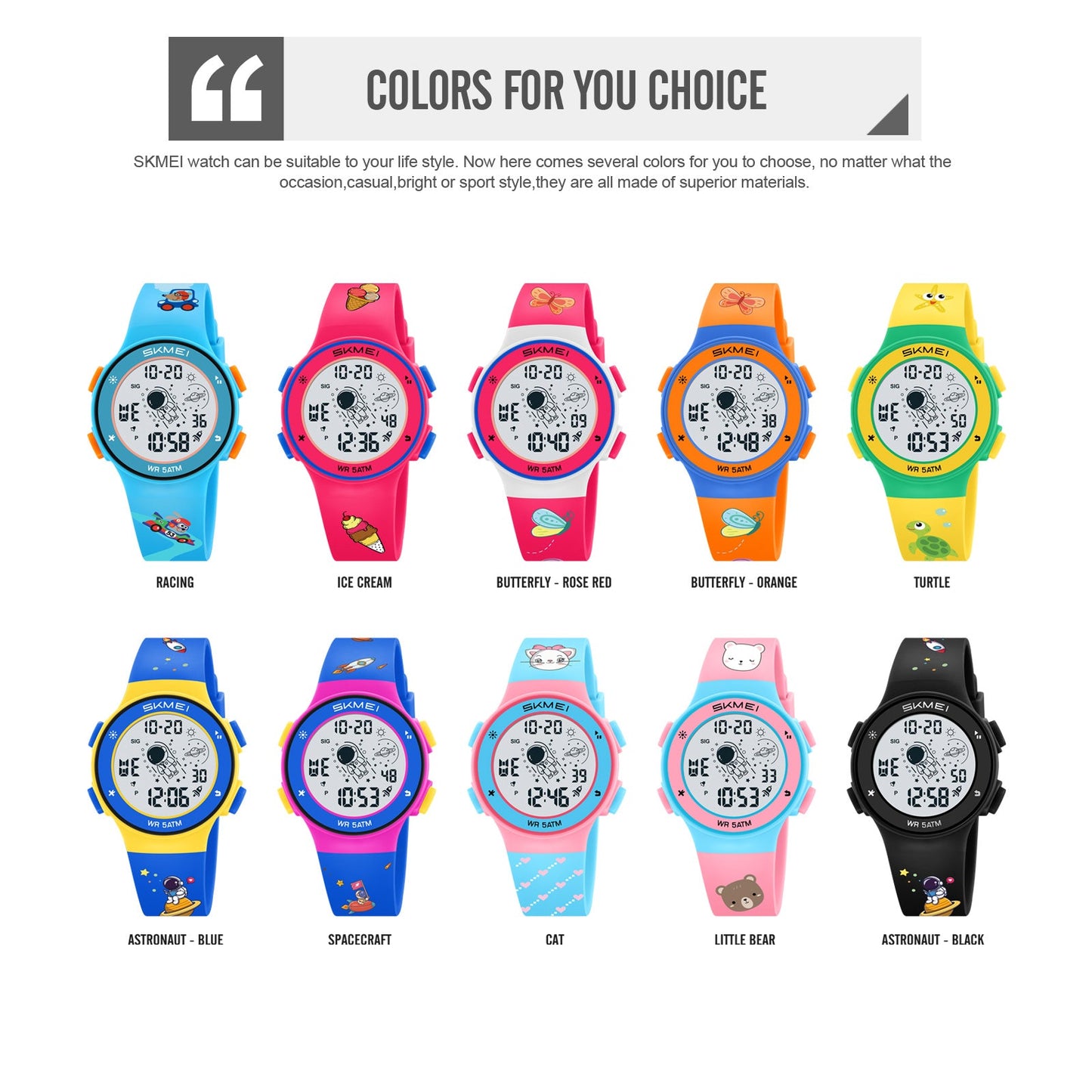 Kids Digital Waterproof with LED Light Fun Themes Watch - 2267