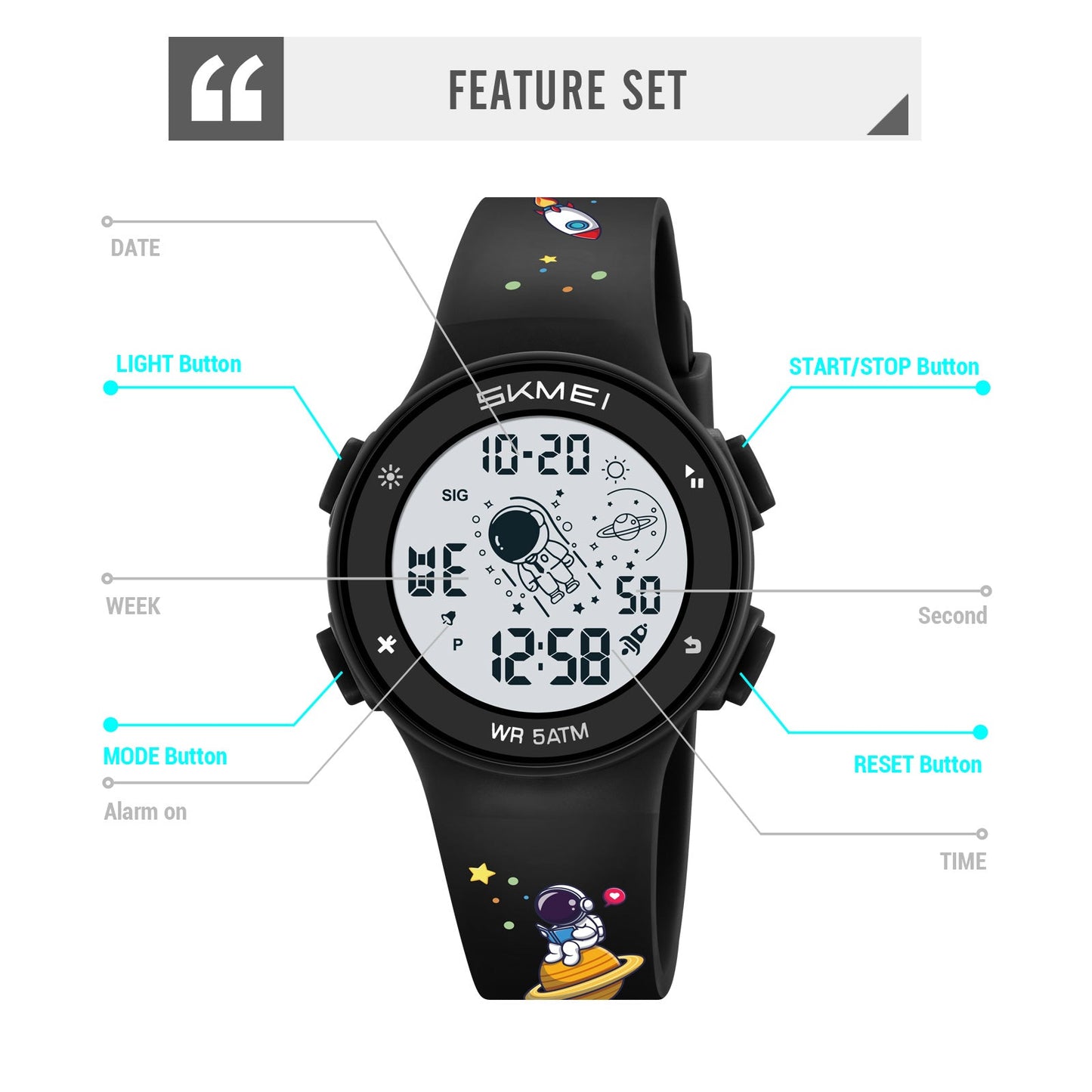 Kids Digital Waterproof with LED Light Fun Themes Watch - 2267