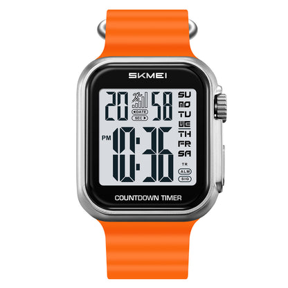 Square Digital Wrist Watch with Silicone Strap for men