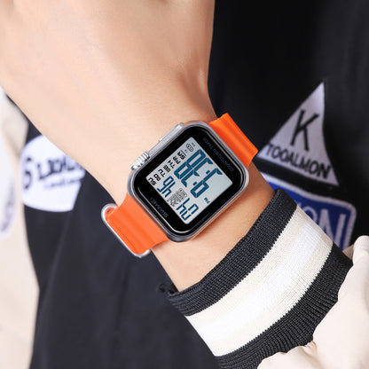 Square Digital Wrist Watch with Silicone Strap for men