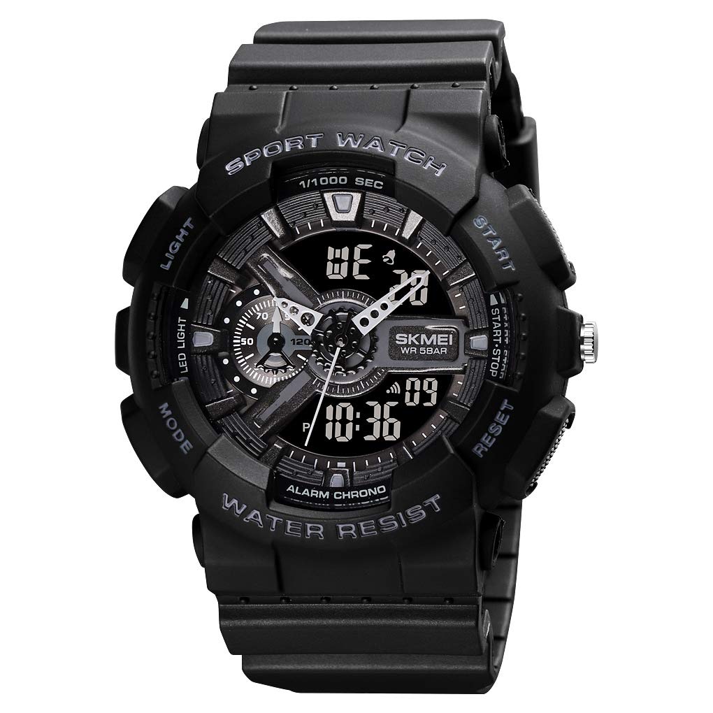 Analog-Digital Sports Watch Multifunction LED Display Alarm, Stopwatch, Day-Date Water Resistant Durable Watch for Boys & Girls