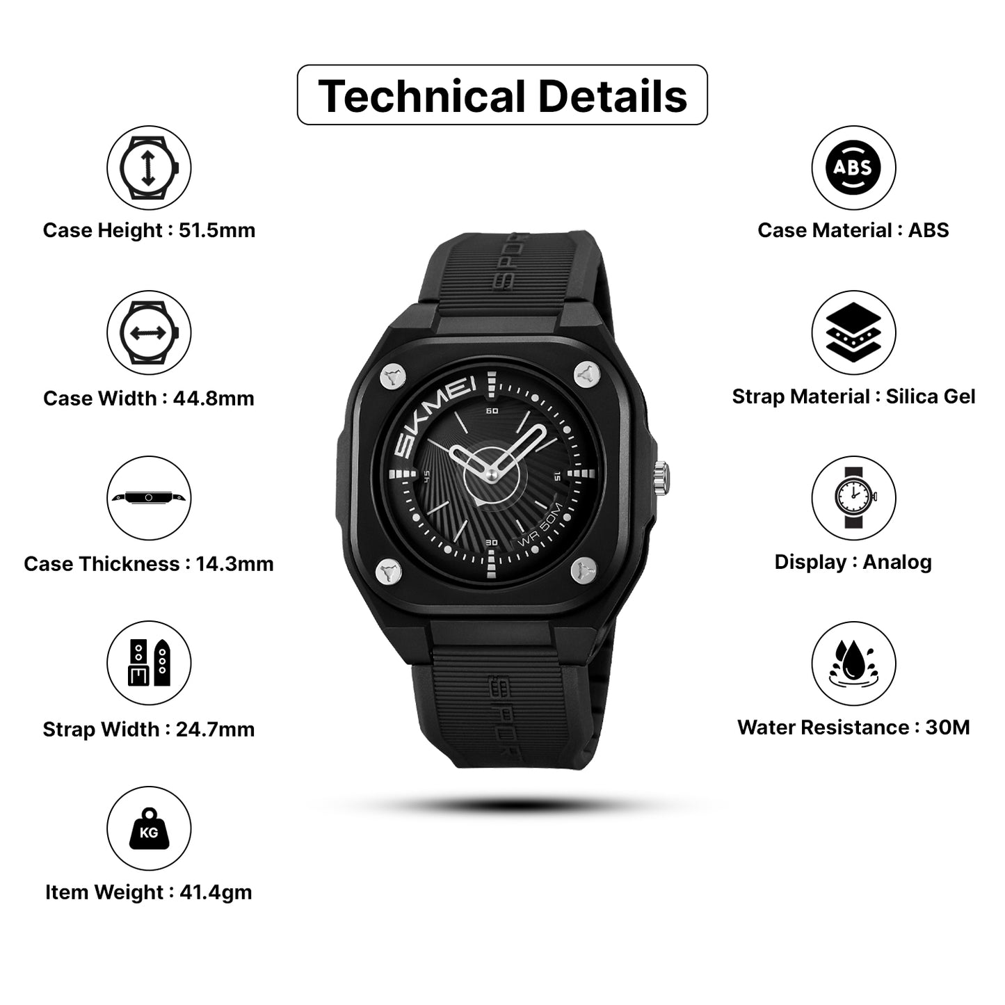 Skmei Quartz Analog Dial Silica Gel Strap Watch for Men - 2329