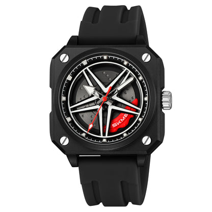 Men's Spinning Car Wheel Watch Rubber Band - 2362