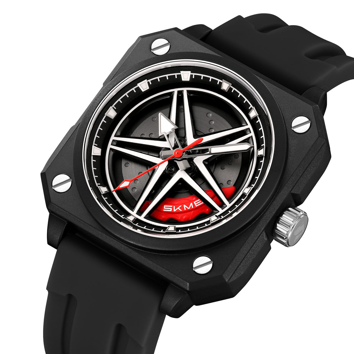 Men's Spinning Car Wheel Watch Rubber Band - 2362