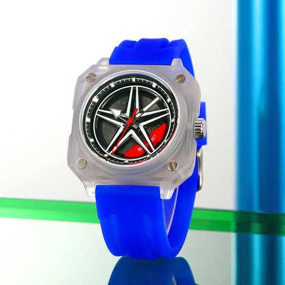 Men's Spinning Car Wheel Watch Rubber Band - 2362