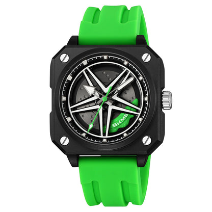 Men's Spinning Car Wheel Watch Rubber Band - 2362