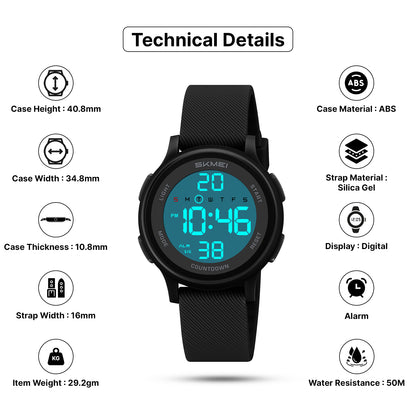 Skmei Digital Dial Silica Gel Strap Watch for Kids - 2427