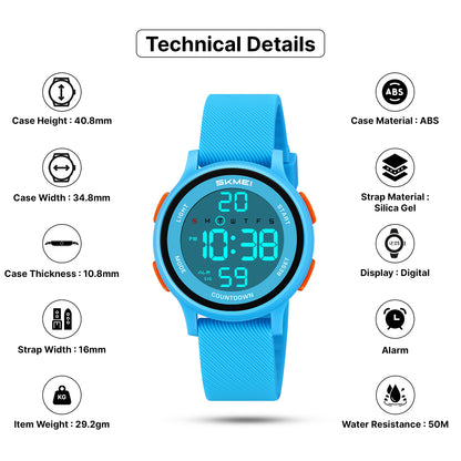 Skmei Digital Dial Silica Gel Strap Watch for Kids - 2427