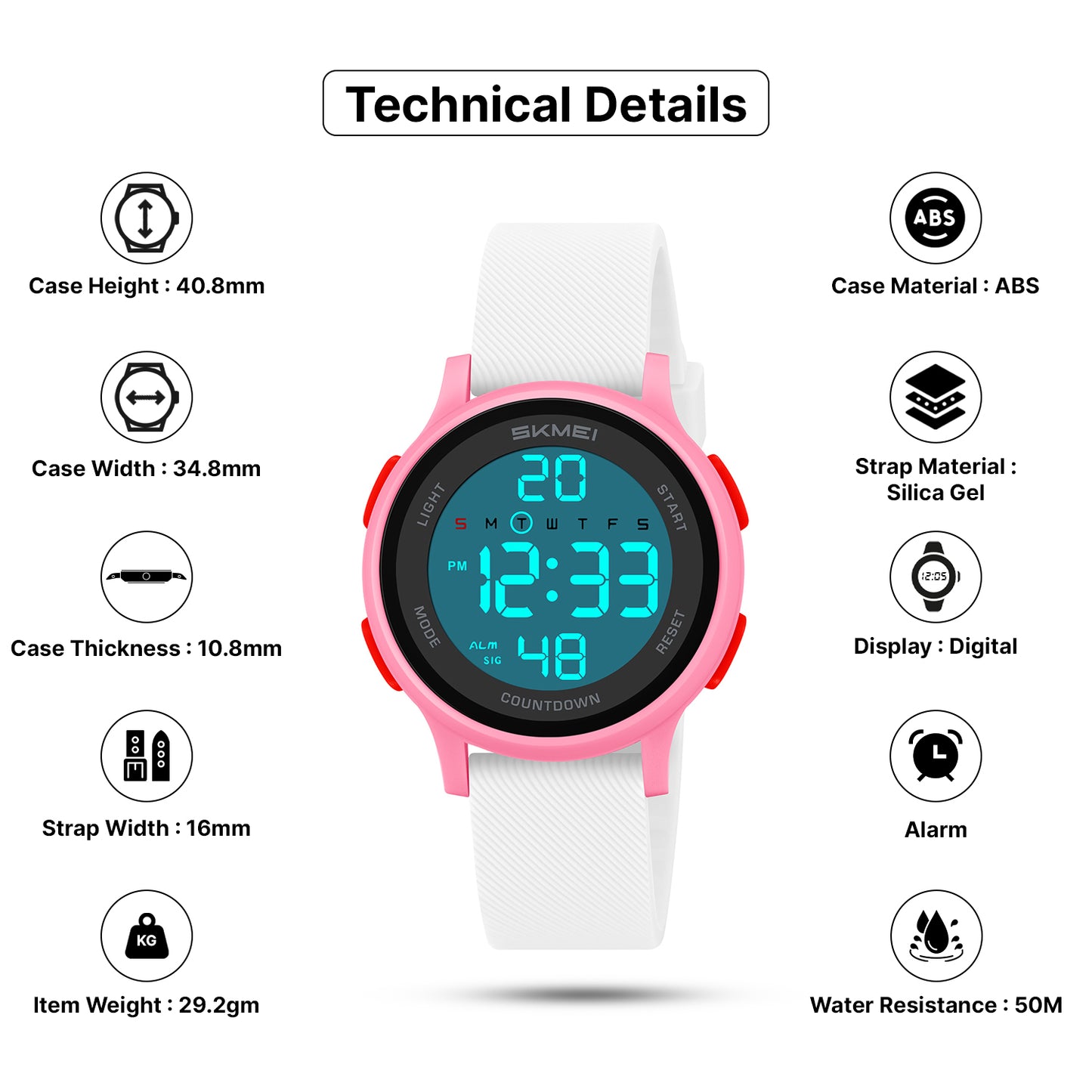 Skmei Digital Dial Silica Gel Strap Watch for Kids - 2427