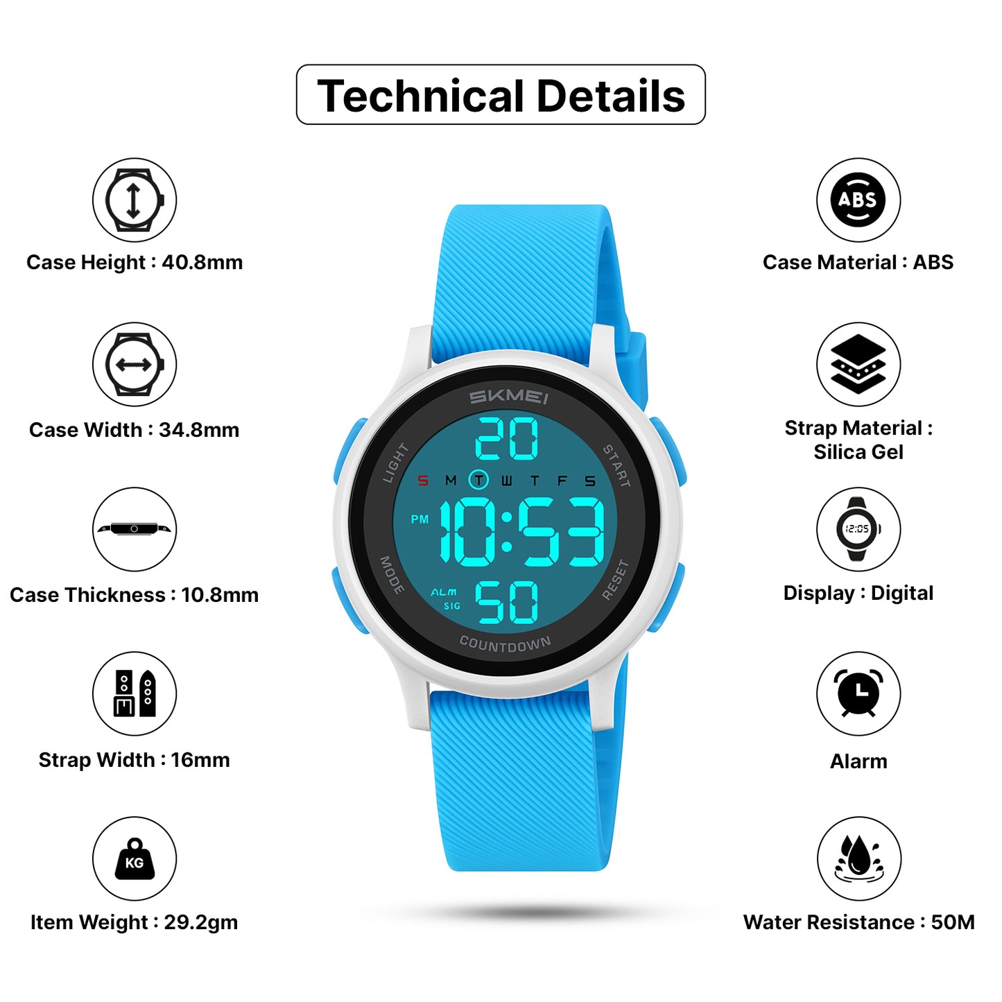 Skmei Digital Dial Silica Gel Strap Watch for Kids - 2427