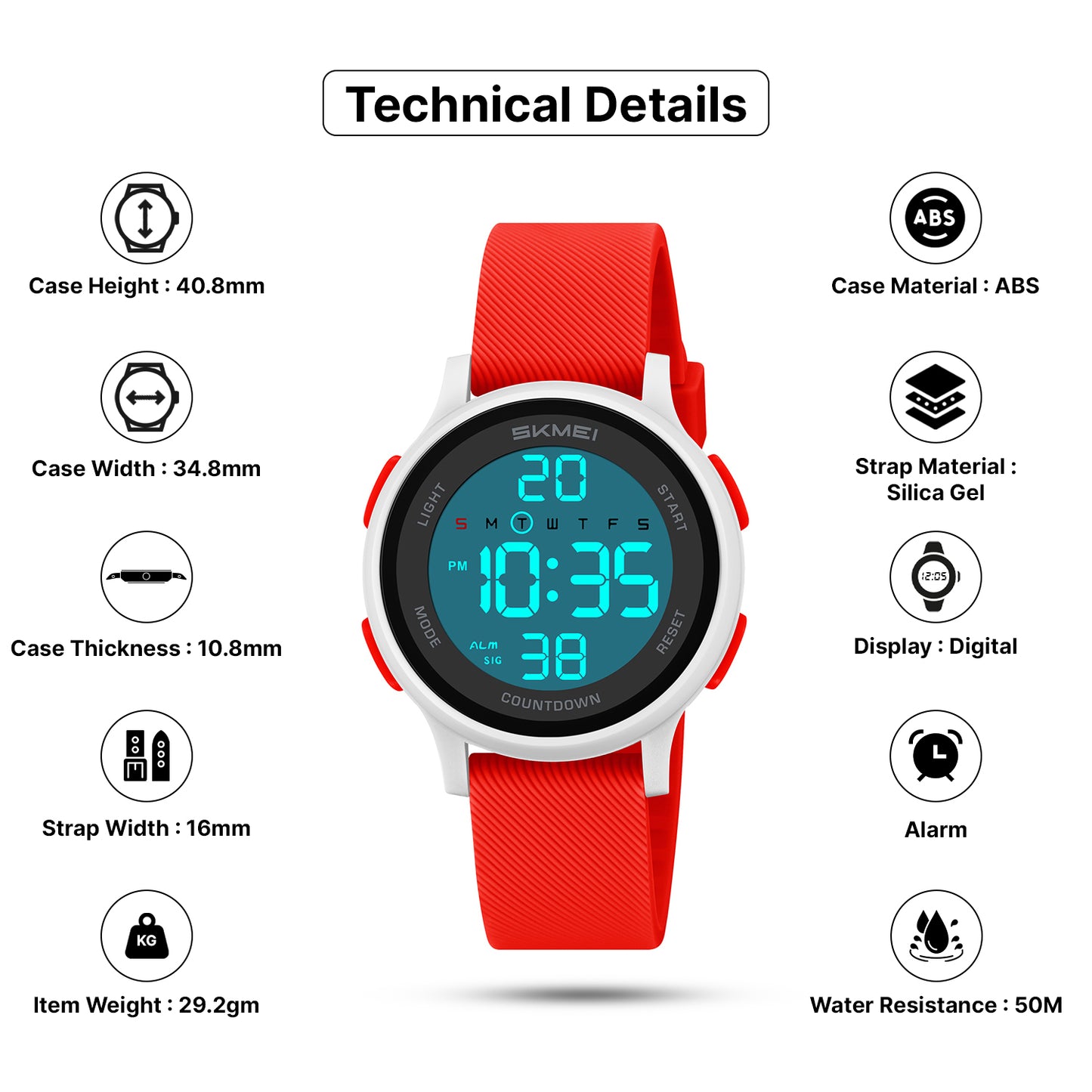 Skmei Digital Dial Silica Gel Strap Watch for Kids - 2427