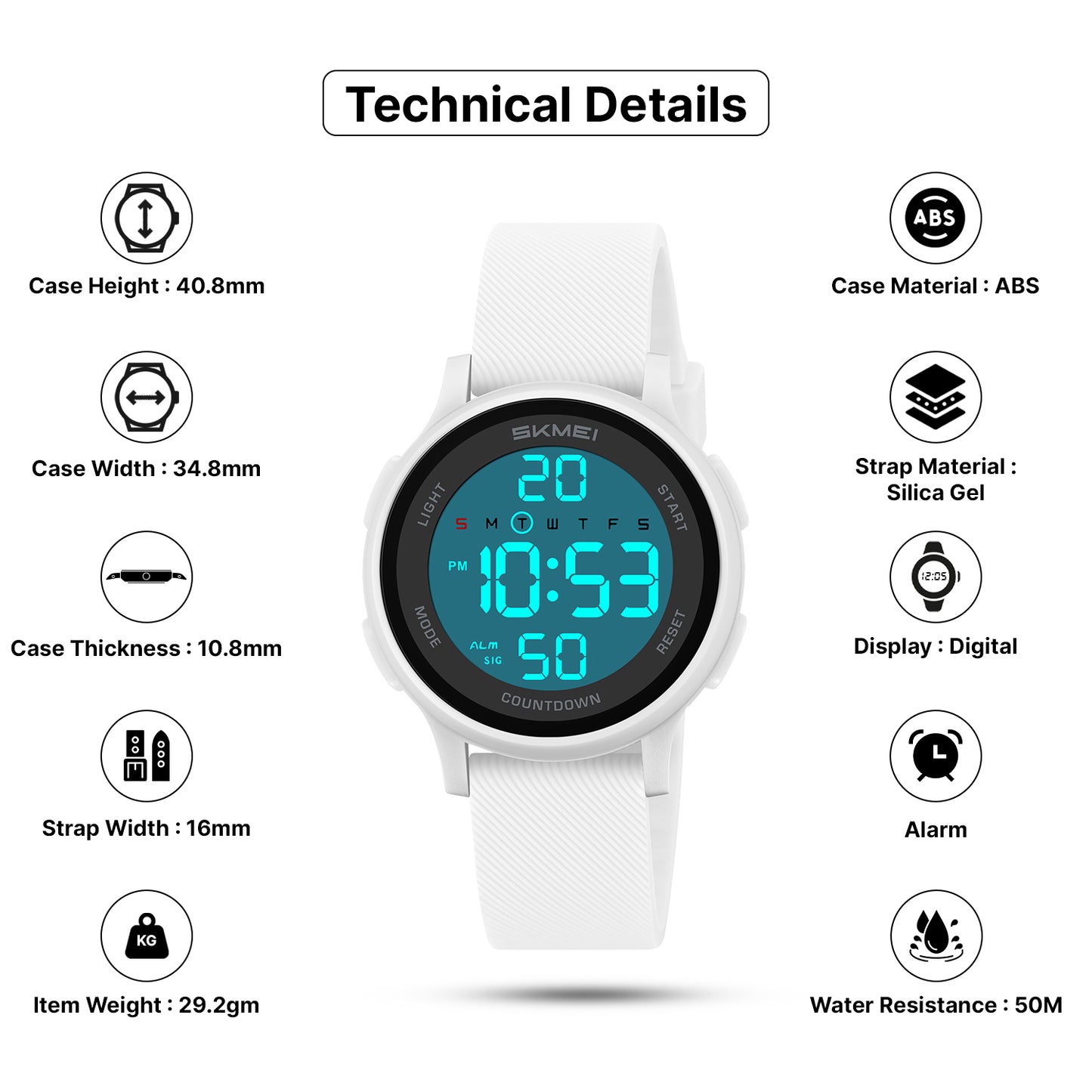 Skmei Digital Dial Silica Gel Strap Watch for Kids - 2427