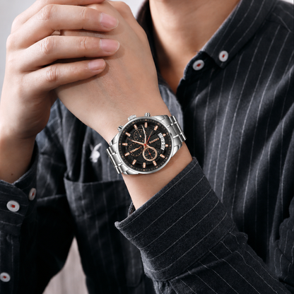 Premium Analog Chronograph Wrist Watch with Metal Strap For Men