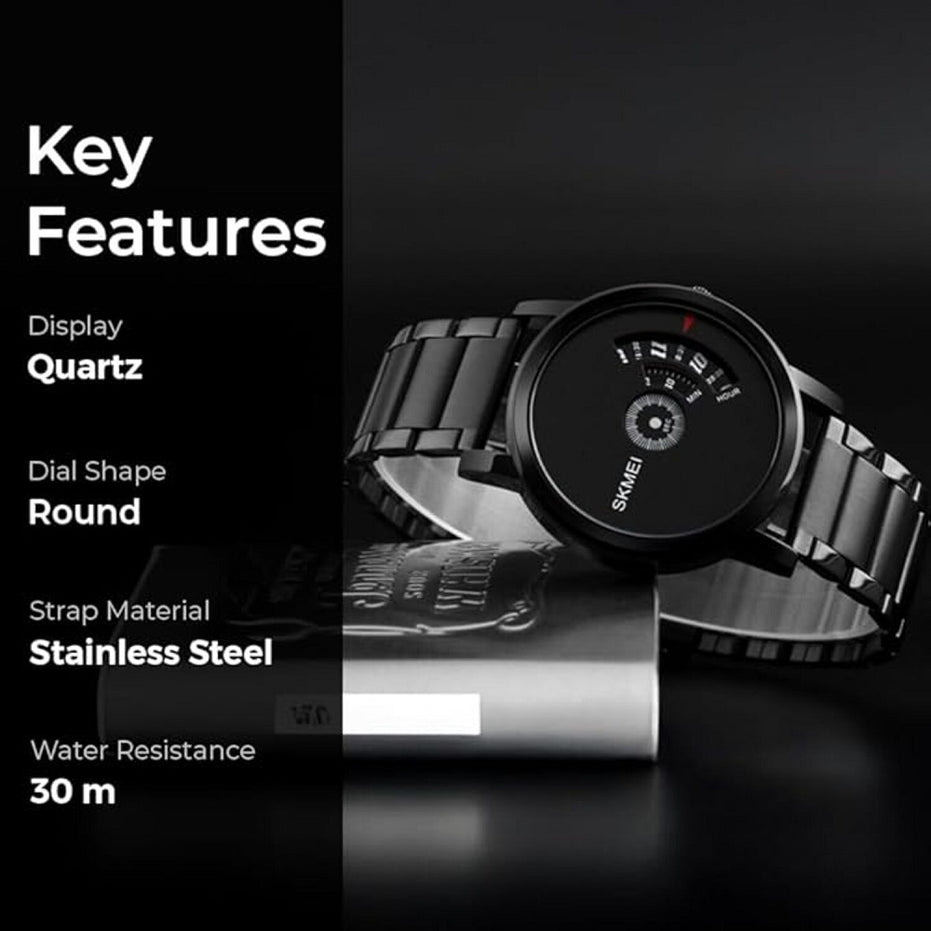 Digital Watch for Men with Black Metal Strap and Round Dial for Casual & Formal Wear