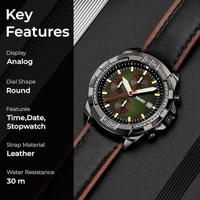 Men Quartz Watch Six Pointer Popular Leather Strap Waterproof Watch