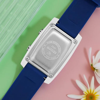 Digital Watch for Men LED Display, Rectangle Dial, Waterproof Sports Watch with Silicone Strap