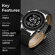 Digital Watch for Men with Black Leather Strap and Round Dial for Casual & Formal Wear