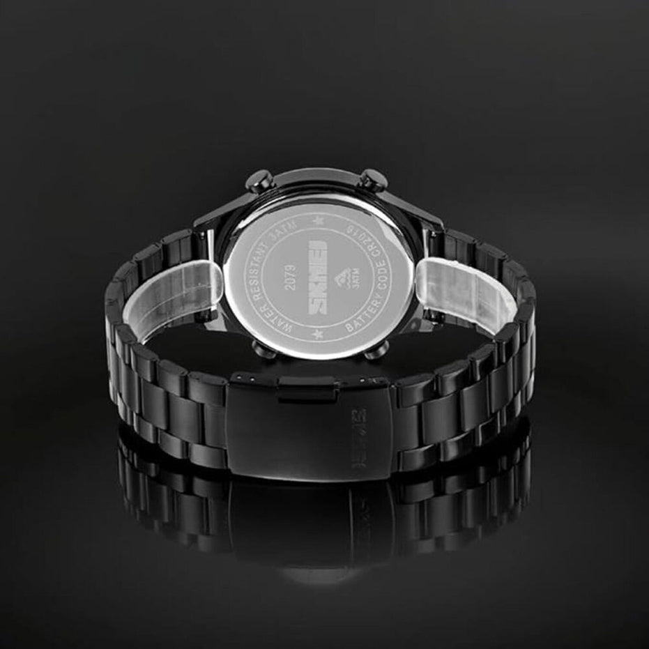 Digital Watch for Men with Black Metal Strap and Round Dial for Casual & Formal Wear