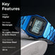 Digital Watch for Women with Blue Stainless Steel Strap and Round Dial for Casual & Formal Wear