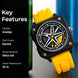 Rolling Watch for Men with Yellow Silicone Strap and Round Dial for Casual & Formal Wear