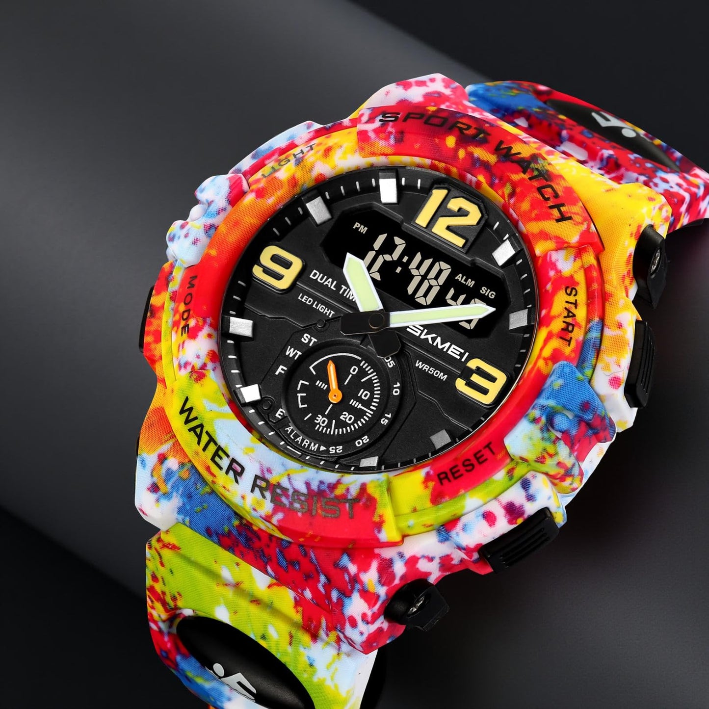 Artistic Dual Display Sports Watch for men