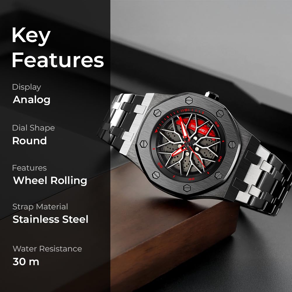 Spinning Wheel Skeleton Dial Luxury Analog Watch