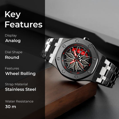 Spinning Wheel Skeleton Dial Luxury Analog Watch