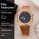 Analog-Digital Watch for Men with Rose Gold Metal Strap and Round Dial for Casual & Formal Wear