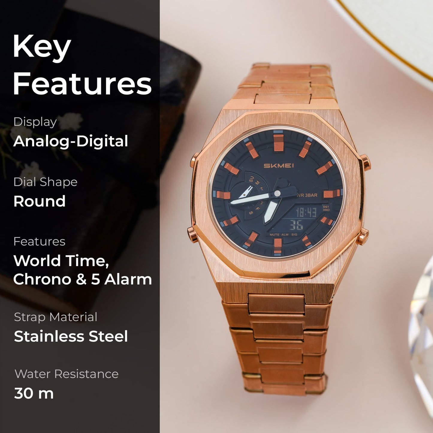 Men Watch Dual-Display Electronic Watch With Luminous 50m Waterproof Watch Fashion Multifunctional Sports Watch For Men